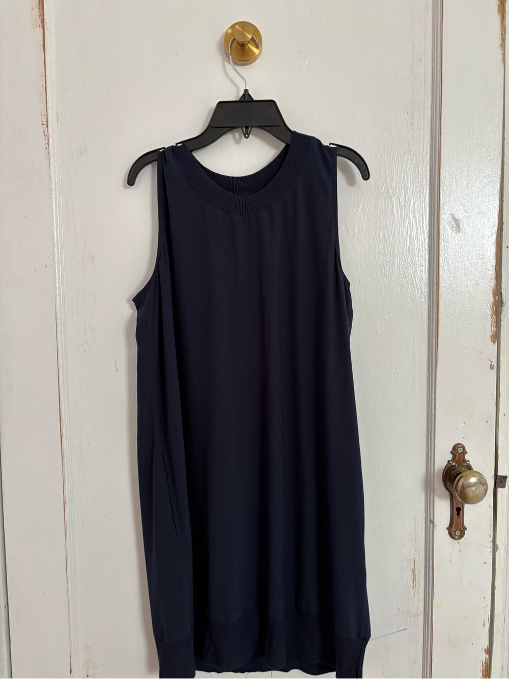 Athleta Navy Ribbed Crewneck Top